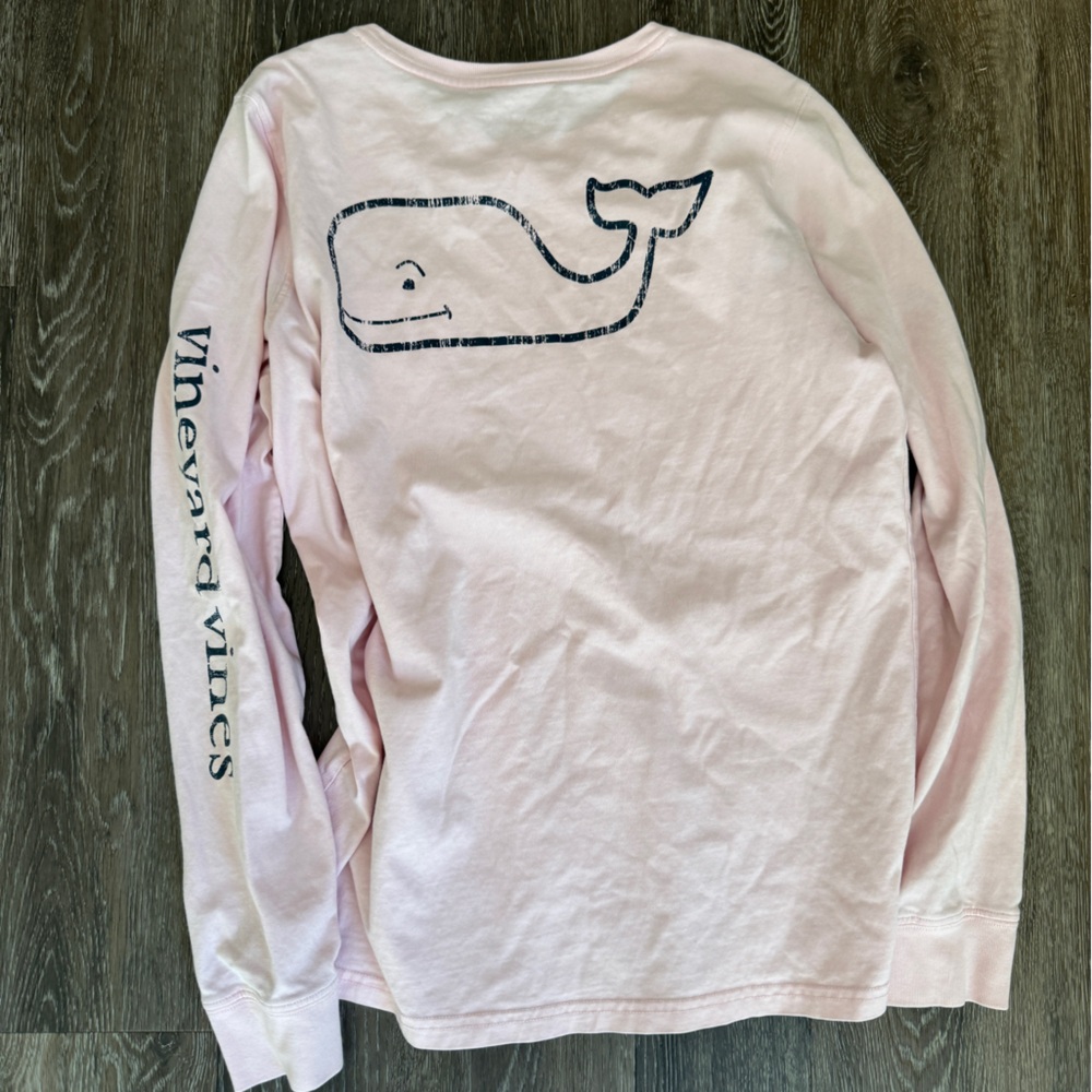 Vineyard Vines Kids Light Pink Whale Long Sleeve Tee